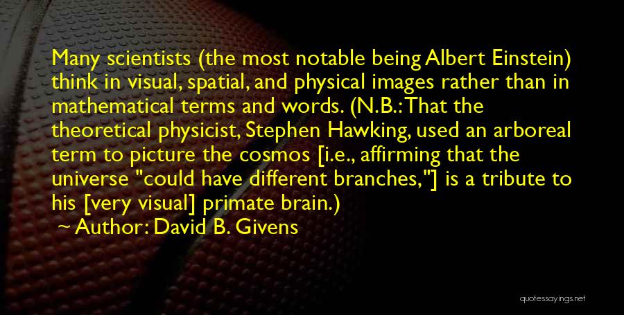 David B. Givens Quotes: Many Scientists (the Most Notable Being Albert Einstein) Think In Visual, Spatial, And Physical Images Rather Than In Mathematical Terms