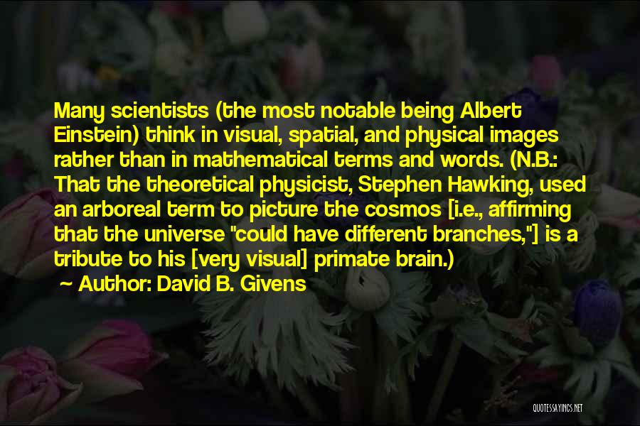 David B. Givens Quotes: Many Scientists (the Most Notable Being Albert Einstein) Think In Visual, Spatial, And Physical Images Rather Than In Mathematical Terms