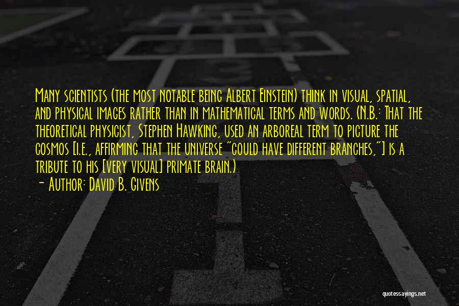 David B. Givens Quotes: Many Scientists (the Most Notable Being Albert Einstein) Think In Visual, Spatial, And Physical Images Rather Than In Mathematical Terms