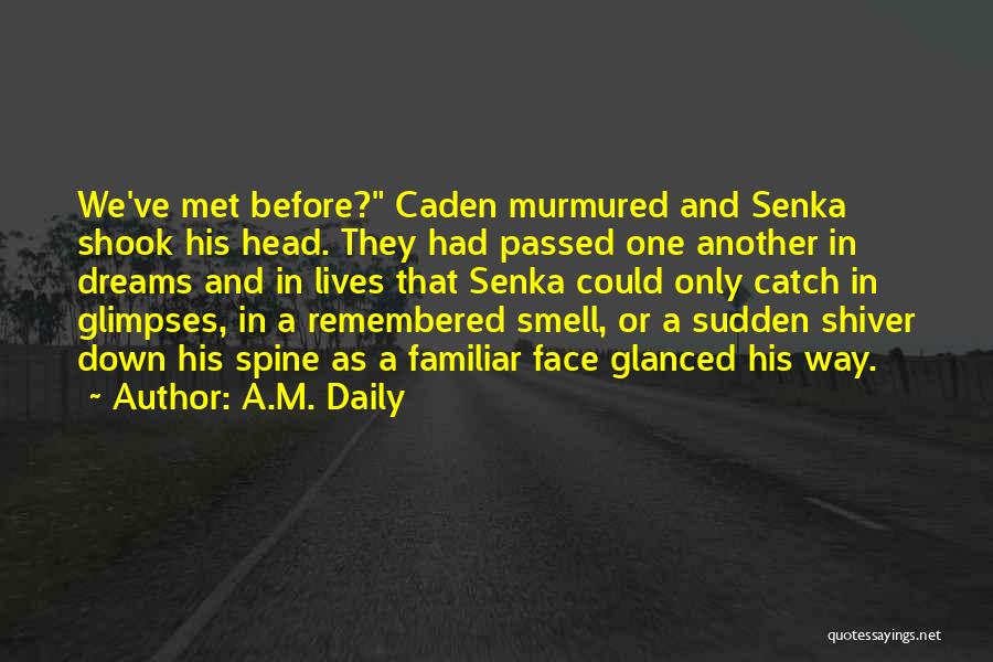 A.M. Daily Quotes: We've Met Before? Caden Murmured And Senka Shook His Head. They Had Passed One Another In Dreams And In Lives