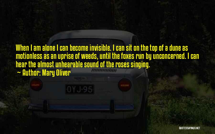 Mary Oliver Quotes: When I Am Alone I Can Become Invisible. I Can Sit On The Top Of A Dune As Motionless As