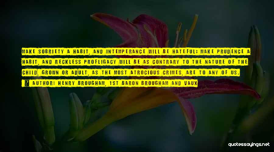 Henry Brougham, 1st Baron Brougham And Vaux Quotes: Make Sobriety A Habit, And Intemperance Will Be Hateful; Make Prudence A Habit, And Reckless Profligacy Will Be As Contrary