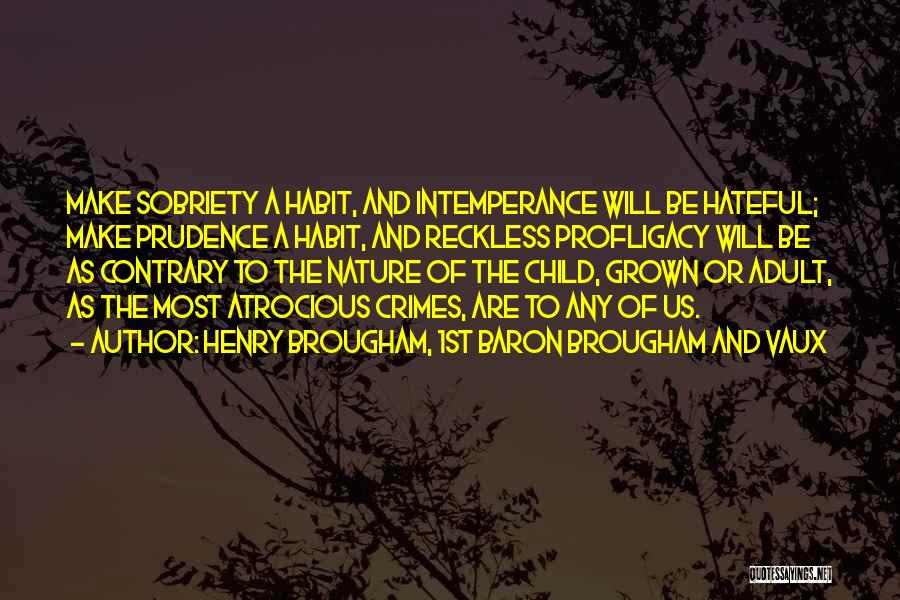 Henry Brougham, 1st Baron Brougham And Vaux Quotes: Make Sobriety A Habit, And Intemperance Will Be Hateful; Make Prudence A Habit, And Reckless Profligacy Will Be As Contrary