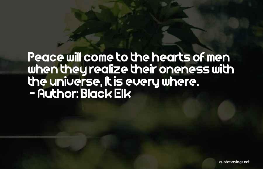 Black Elk Quotes: Peace Will Come To The Hearts Of Men When They Realize Their Oneness With The Universe, It Is Every Where.