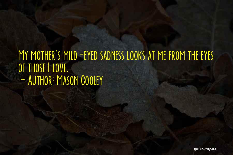 Mason Cooley Quotes: My Mother's Mild-eyed Sadness Looks At Me From The Eyes Of Those I Love.