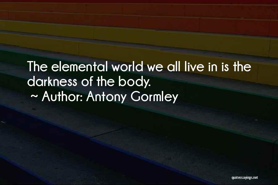 Antony Gormley Quotes: The Elemental World We All Live In Is The Darkness Of The Body.