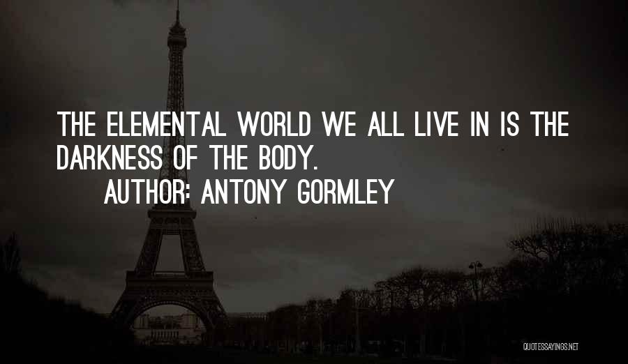 Antony Gormley Quotes: The Elemental World We All Live In Is The Darkness Of The Body.
