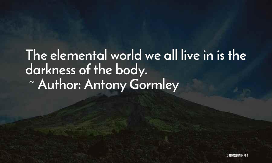 Antony Gormley Quotes: The Elemental World We All Live In Is The Darkness Of The Body.