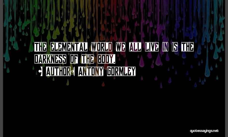 Antony Gormley Quotes: The Elemental World We All Live In Is The Darkness Of The Body.