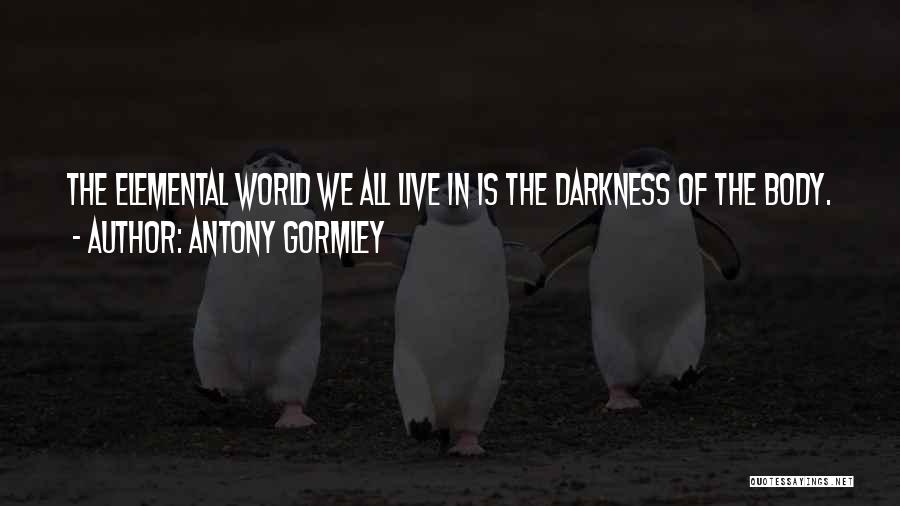 Antony Gormley Quotes: The Elemental World We All Live In Is The Darkness Of The Body.