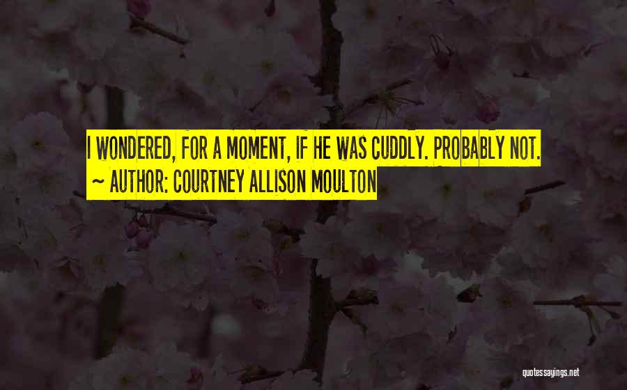 Courtney Allison Moulton Quotes: I Wondered, For A Moment, If He Was Cuddly. Probably Not.