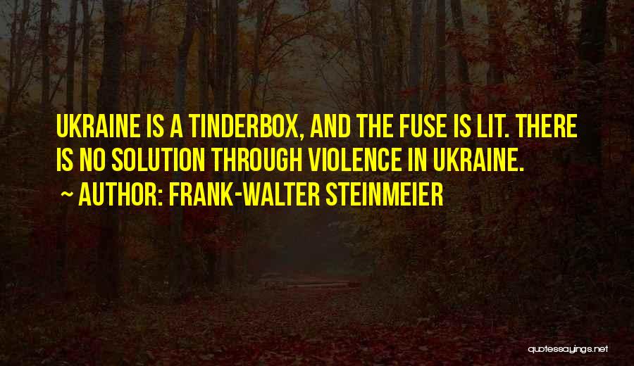 Frank-Walter Steinmeier Quotes: Ukraine Is A Tinderbox, And The Fuse Is Lit. There Is No Solution Through Violence In Ukraine.