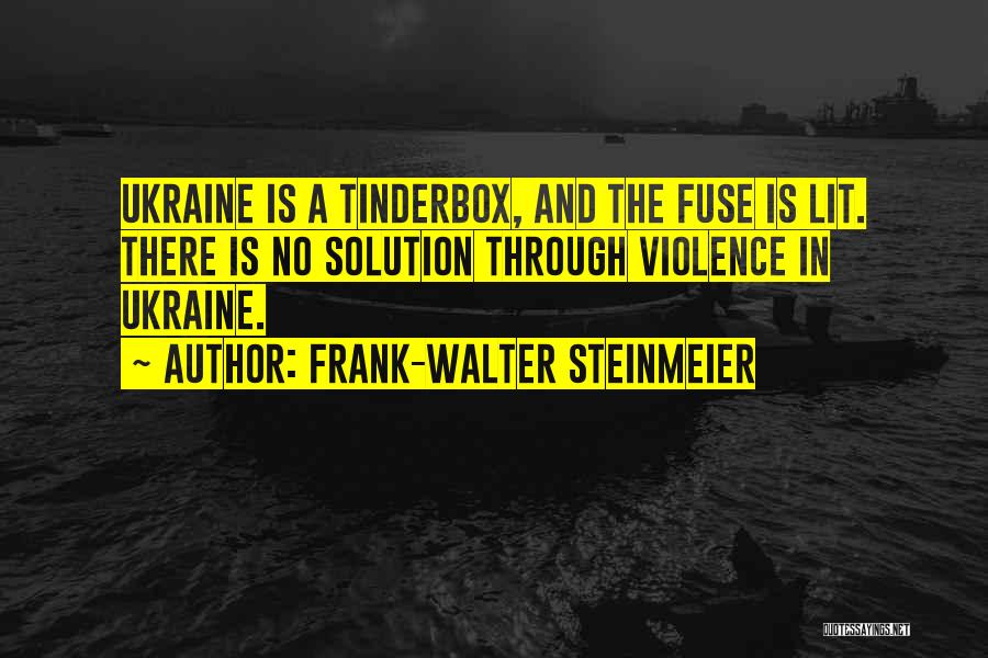 Frank-Walter Steinmeier Quotes: Ukraine Is A Tinderbox, And The Fuse Is Lit. There Is No Solution Through Violence In Ukraine.