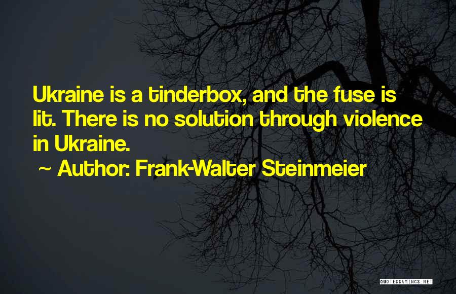 Frank-Walter Steinmeier Quotes: Ukraine Is A Tinderbox, And The Fuse Is Lit. There Is No Solution Through Violence In Ukraine.