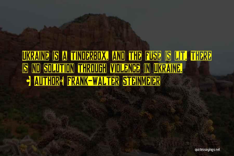 Frank-Walter Steinmeier Quotes: Ukraine Is A Tinderbox, And The Fuse Is Lit. There Is No Solution Through Violence In Ukraine.