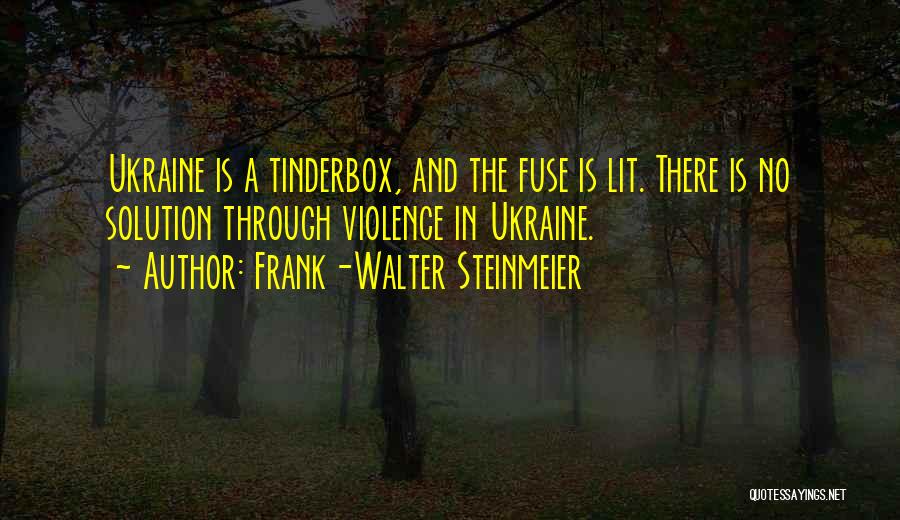 Frank-Walter Steinmeier Quotes: Ukraine Is A Tinderbox, And The Fuse Is Lit. There Is No Solution Through Violence In Ukraine.