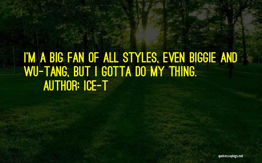 Ice-T Quotes: I'm A Big Fan Of All Styles, Even Biggie And Wu-tang, But I Gotta Do My Thing.