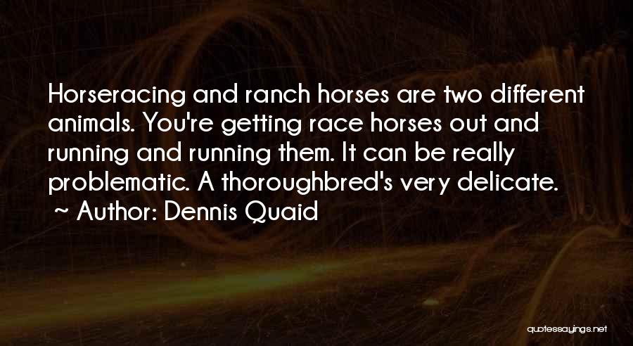 Dennis Quaid Quotes: Horseracing And Ranch Horses Are Two Different Animals. You're Getting Race Horses Out And Running And Running Them. It Can