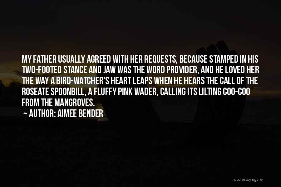 Aimee Bender Quotes: My Father Usually Agreed With Her Requests, Because Stamped In His Two-footed Stance And Jaw Was The Word Provider, And