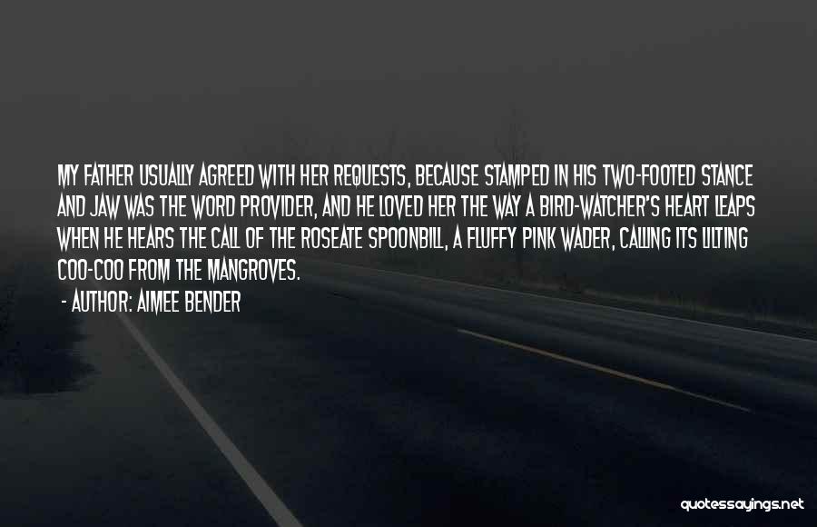 Aimee Bender Quotes: My Father Usually Agreed With Her Requests, Because Stamped In His Two-footed Stance And Jaw Was The Word Provider, And