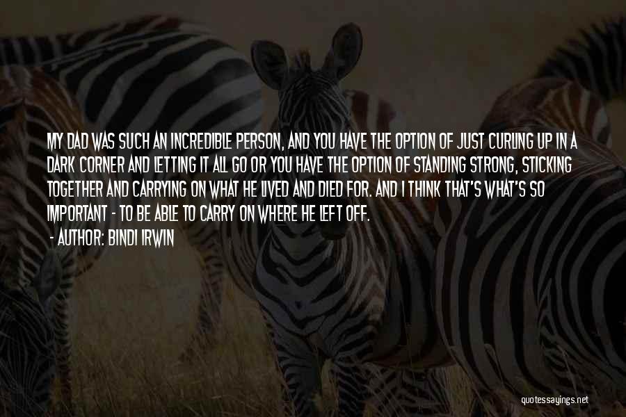 Bindi Irwin Quotes: My Dad Was Such An Incredible Person, And You Have The Option Of Just Curling Up In A Dark Corner