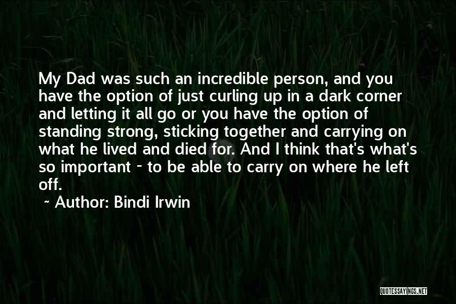 Bindi Irwin Quotes: My Dad Was Such An Incredible Person, And You Have The Option Of Just Curling Up In A Dark Corner