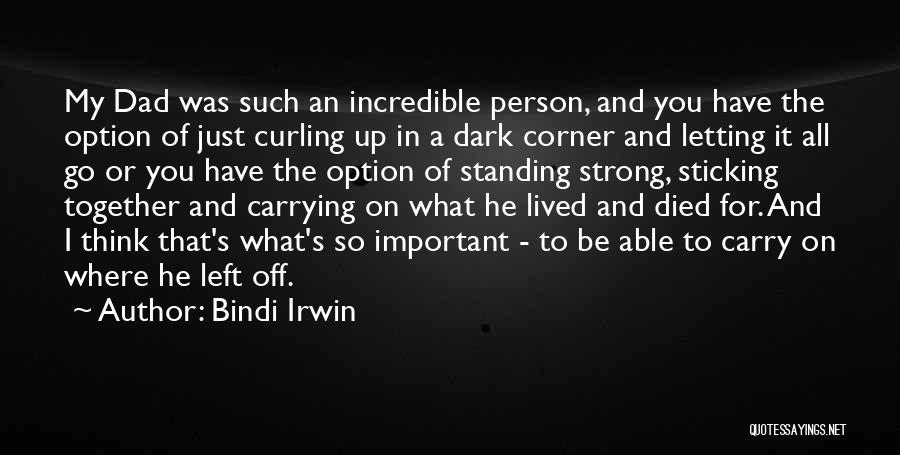 Bindi Irwin Quotes: My Dad Was Such An Incredible Person, And You Have The Option Of Just Curling Up In A Dark Corner