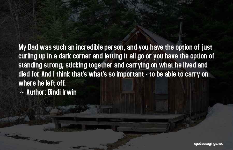 Bindi Irwin Quotes: My Dad Was Such An Incredible Person, And You Have The Option Of Just Curling Up In A Dark Corner