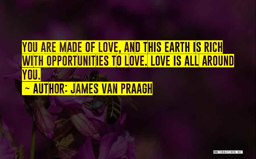 James Van Praagh Quotes: You Are Made Of Love, And This Earth Is Rich With Opportunities To Love. Love Is All Around You.