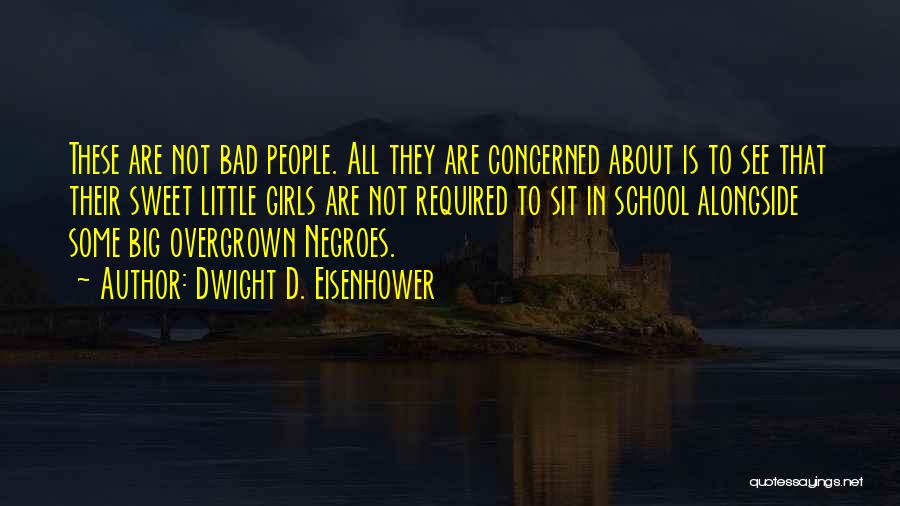 Dwight D. Eisenhower Quotes: These Are Not Bad People. All They Are Concerned About Is To See That Their Sweet Little Girls Are Not