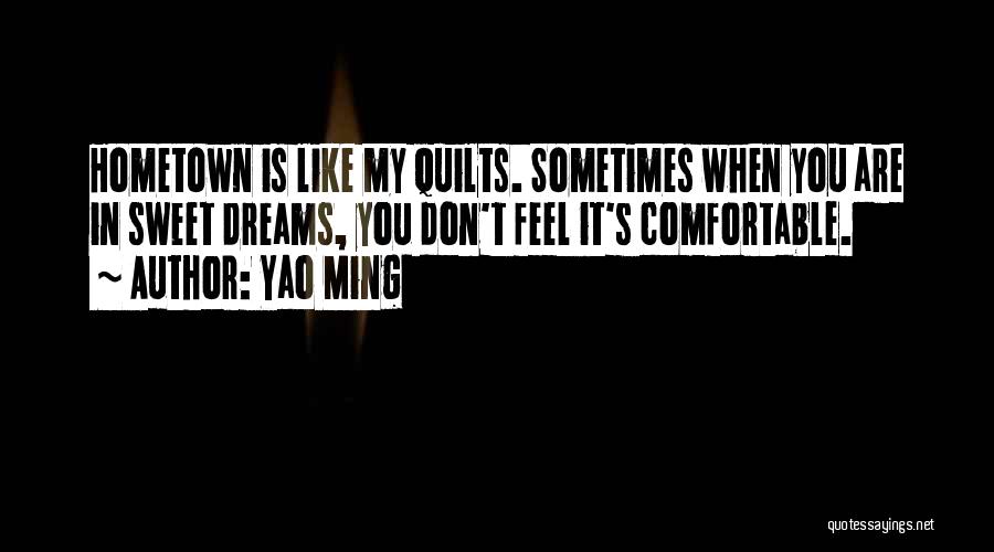 Yao Ming Quotes: Hometown Is Like My Quilts. Sometimes When You Are In Sweet Dreams, You Don't Feel It's Comfortable.