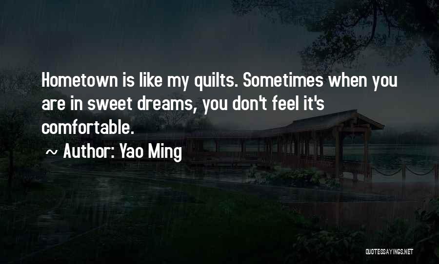 Yao Ming Quotes: Hometown Is Like My Quilts. Sometimes When You Are In Sweet Dreams, You Don't Feel It's Comfortable.