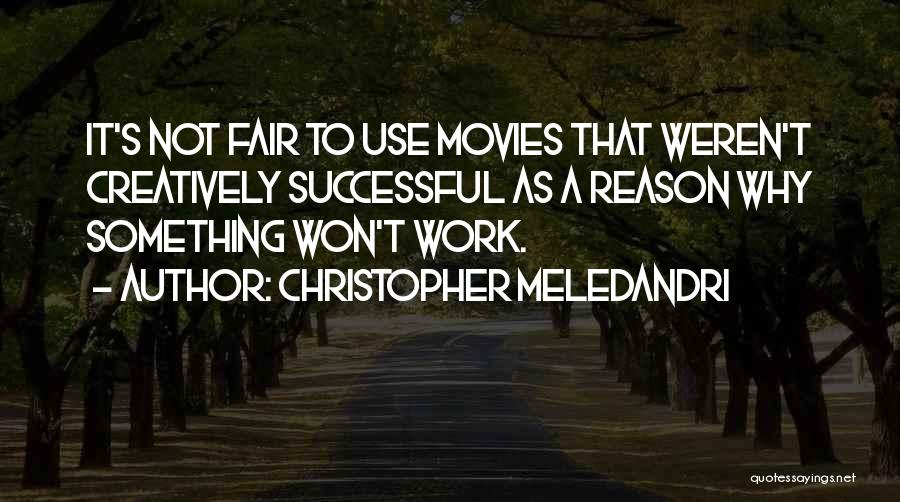 Christopher Meledandri Quotes: It's Not Fair To Use Movies That Weren't Creatively Successful As A Reason Why Something Won't Work.