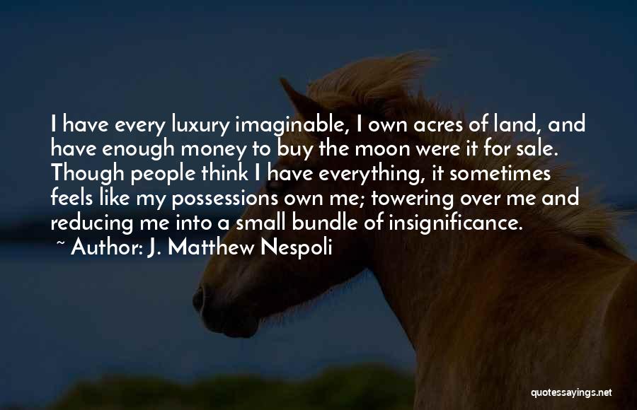 J. Matthew Nespoli Quotes: I Have Every Luxury Imaginable, I Own Acres Of Land, And Have Enough Money To Buy The Moon Were It