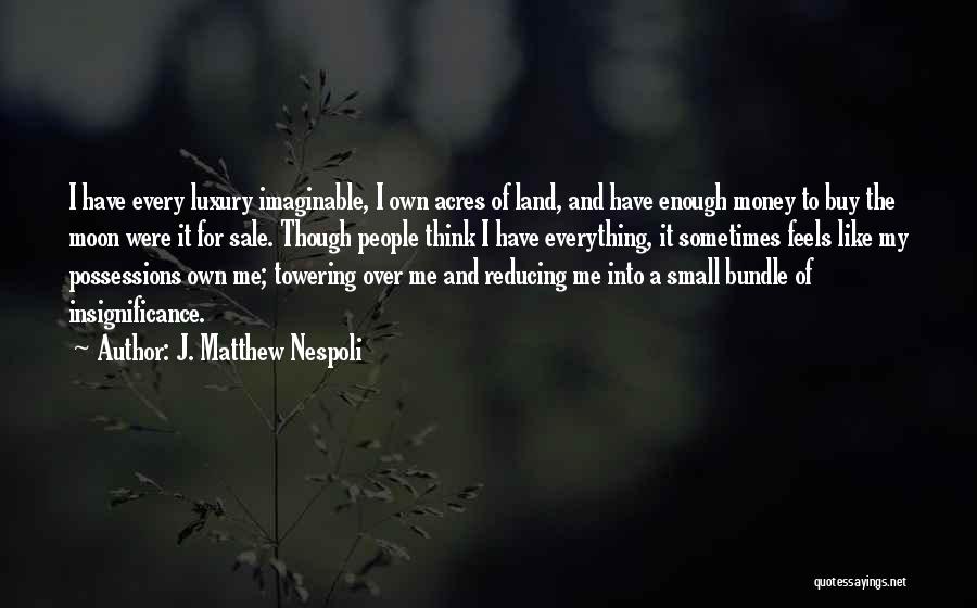 J. Matthew Nespoli Quotes: I Have Every Luxury Imaginable, I Own Acres Of Land, And Have Enough Money To Buy The Moon Were It