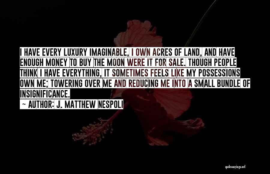 J. Matthew Nespoli Quotes: I Have Every Luxury Imaginable, I Own Acres Of Land, And Have Enough Money To Buy The Moon Were It