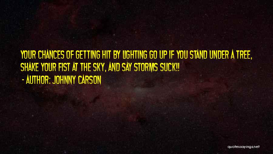 Johnny Carson Quotes: Your Chances Of Getting Hit By Lighting Go Up If You Stand Under A Tree, Shake Your Fist At The