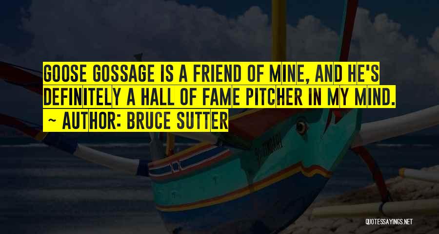 Bruce Sutter Quotes: Goose Gossage Is A Friend Of Mine, And He's Definitely A Hall Of Fame Pitcher In My Mind.