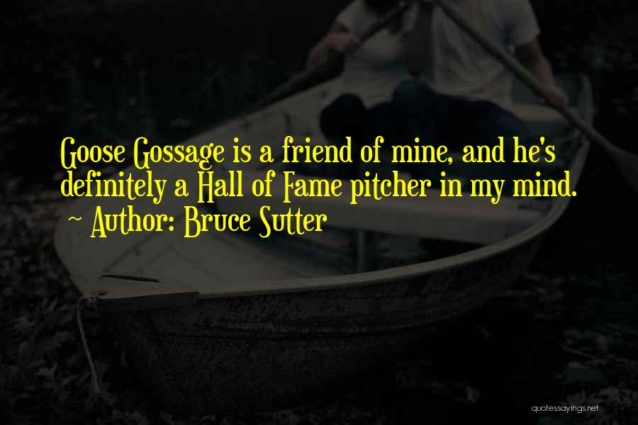 Bruce Sutter Quotes: Goose Gossage Is A Friend Of Mine, And He's Definitely A Hall Of Fame Pitcher In My Mind.