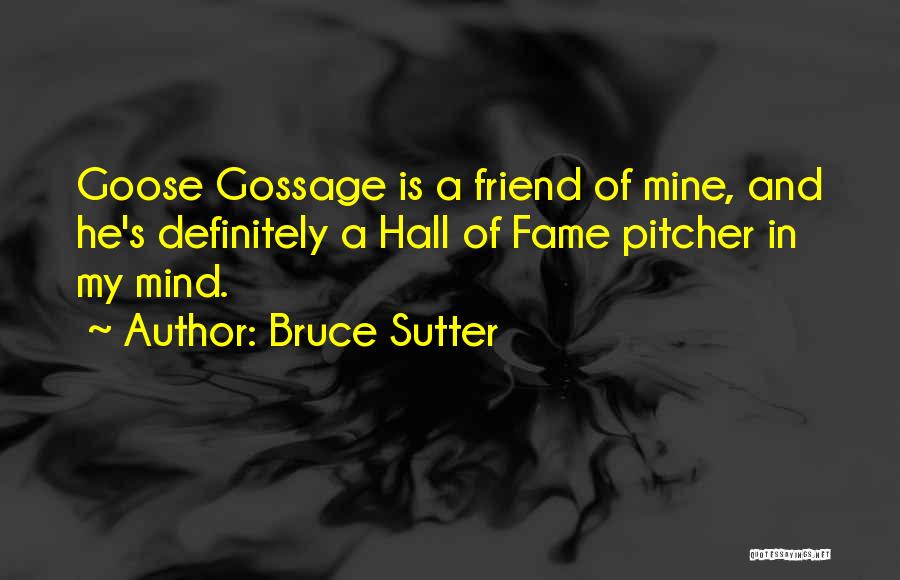 Bruce Sutter Quotes: Goose Gossage Is A Friend Of Mine, And He's Definitely A Hall Of Fame Pitcher In My Mind.