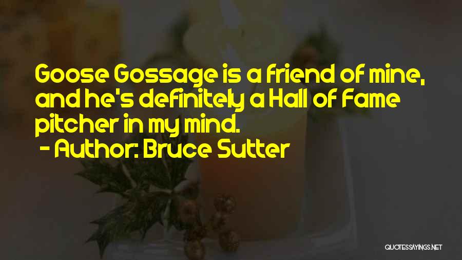 Bruce Sutter Quotes: Goose Gossage Is A Friend Of Mine, And He's Definitely A Hall Of Fame Pitcher In My Mind.