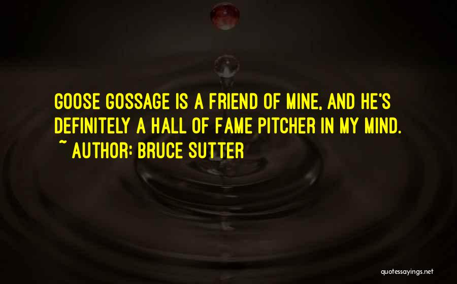 Bruce Sutter Quotes: Goose Gossage Is A Friend Of Mine, And He's Definitely A Hall Of Fame Pitcher In My Mind.