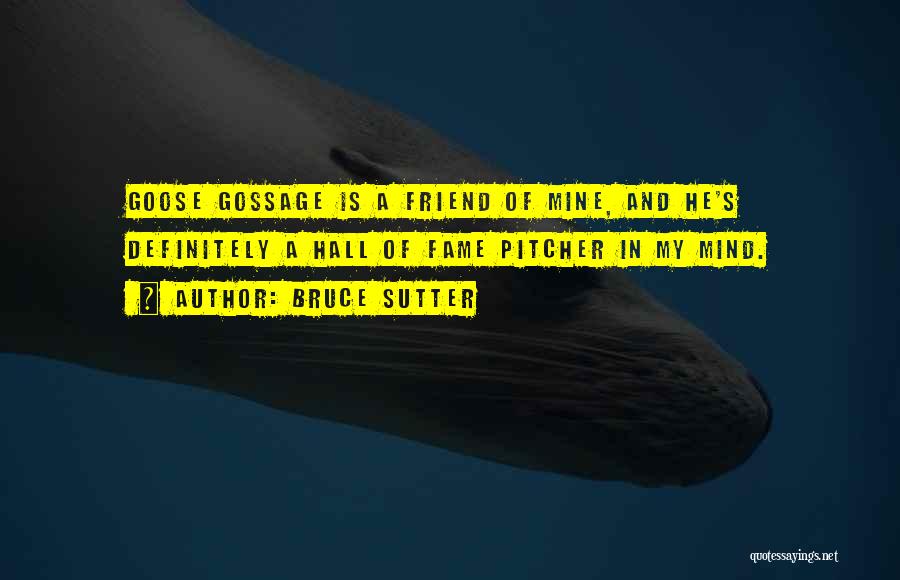 Bruce Sutter Quotes: Goose Gossage Is A Friend Of Mine, And He's Definitely A Hall Of Fame Pitcher In My Mind.