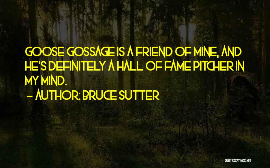 Bruce Sutter Quotes: Goose Gossage Is A Friend Of Mine, And He's Definitely A Hall Of Fame Pitcher In My Mind.