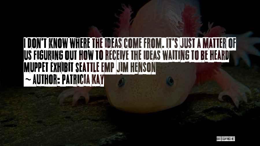 Patricia Kay Quotes: I Don't Know Where The Ideas Come From. It's Just A Matter Of Us Figuring Out How To Receive The