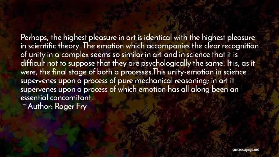 Roger Fry Quotes: Perhaps, The Highest Pleasure In Art Is Identical With The Highest Pleasure In Scientific Theory. The Emotion Which Accompanies The