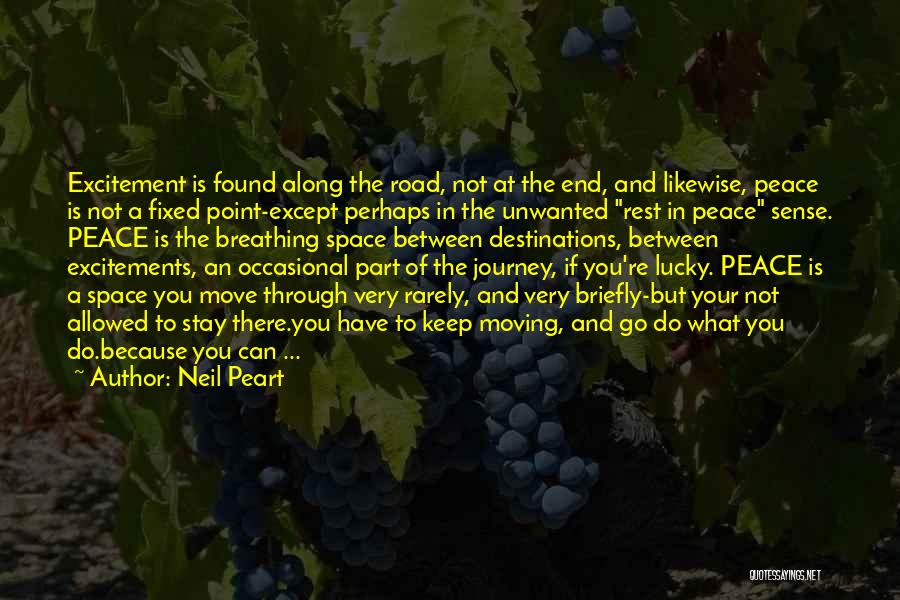 Neil Peart Quotes: Excitement Is Found Along The Road, Not At The End, And Likewise, Peace Is Not A Fixed Point-except Perhaps In