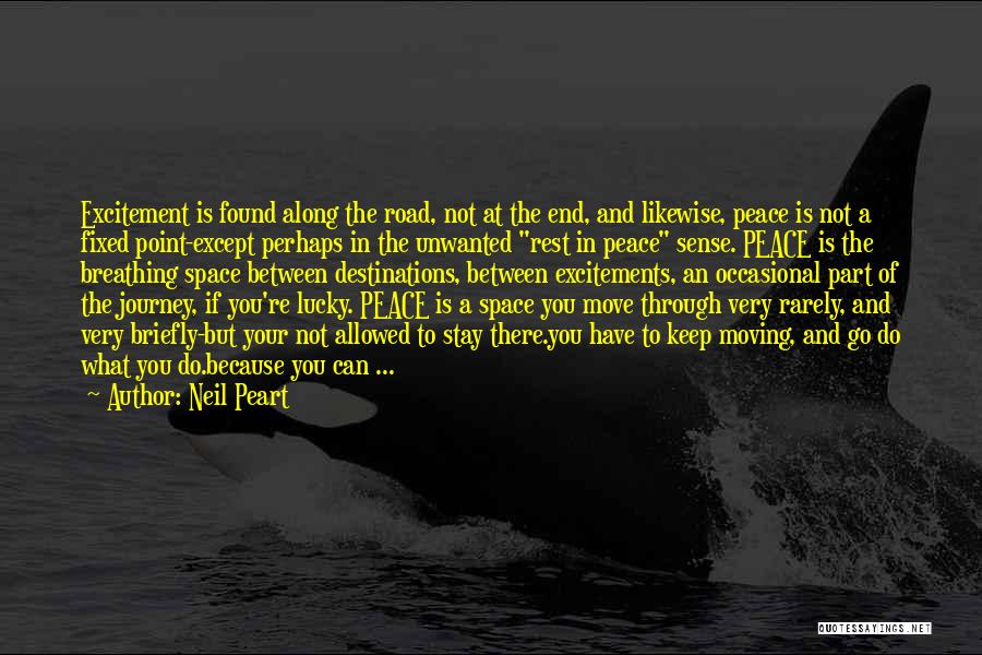 Neil Peart Quotes: Excitement Is Found Along The Road, Not At The End, And Likewise, Peace Is Not A Fixed Point-except Perhaps In