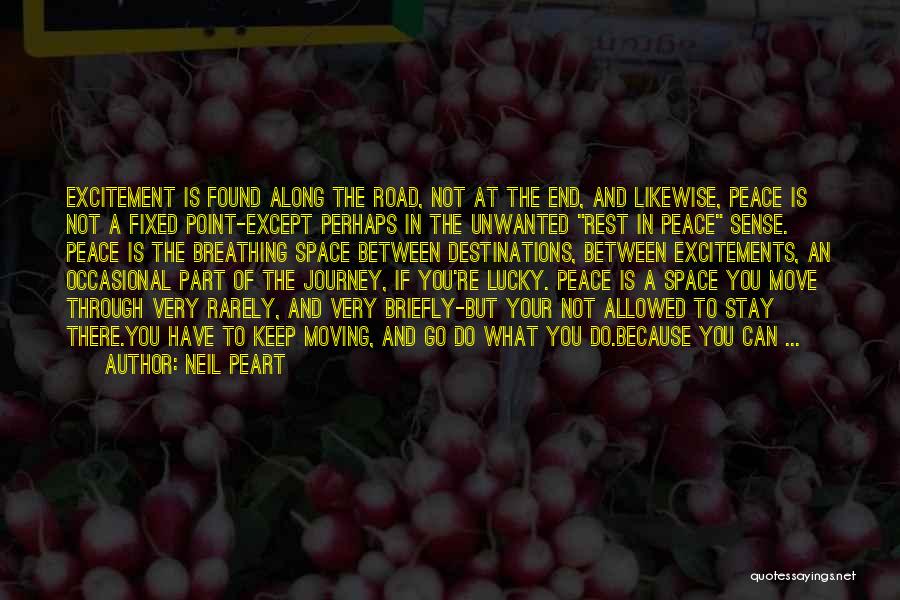 Neil Peart Quotes: Excitement Is Found Along The Road, Not At The End, And Likewise, Peace Is Not A Fixed Point-except Perhaps In
