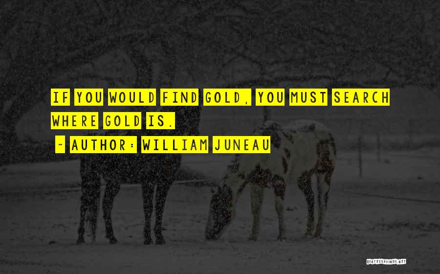 William Juneau Quotes: If You Would Find Gold, You Must Search Where Gold Is.